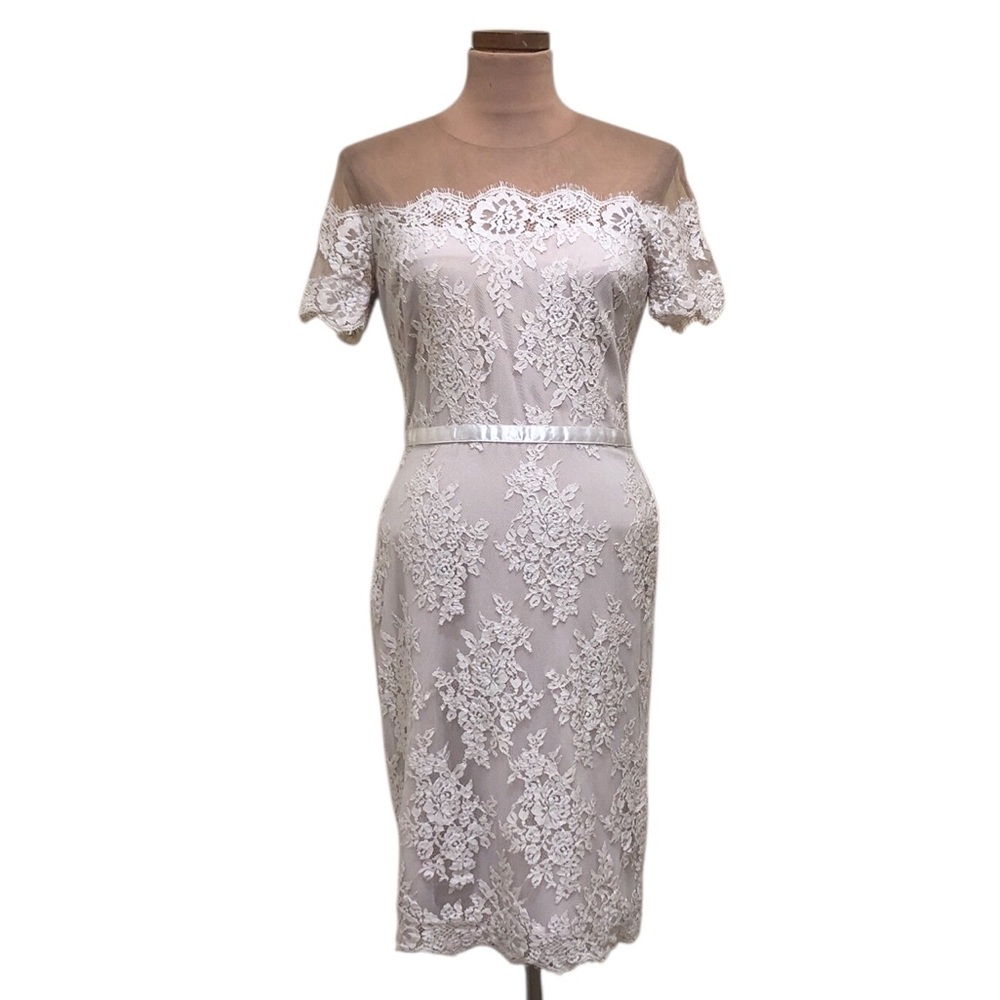Marchesa Notte Dress Size 10 Nude Cream Floral Lace